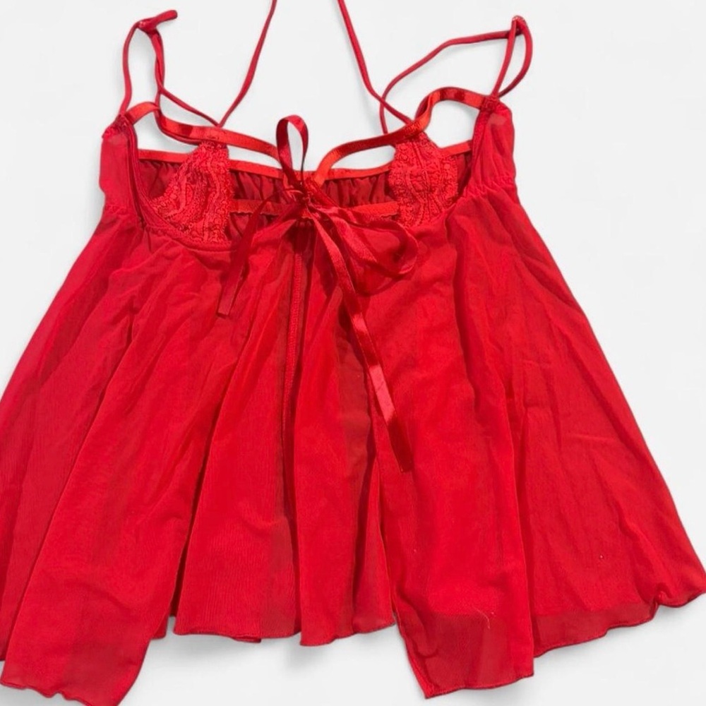 Red Lace Trim Camisole Top